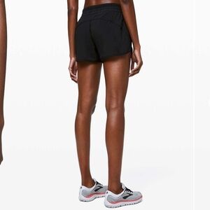 Lululemon Black Tracker Shorts 4”, size 6